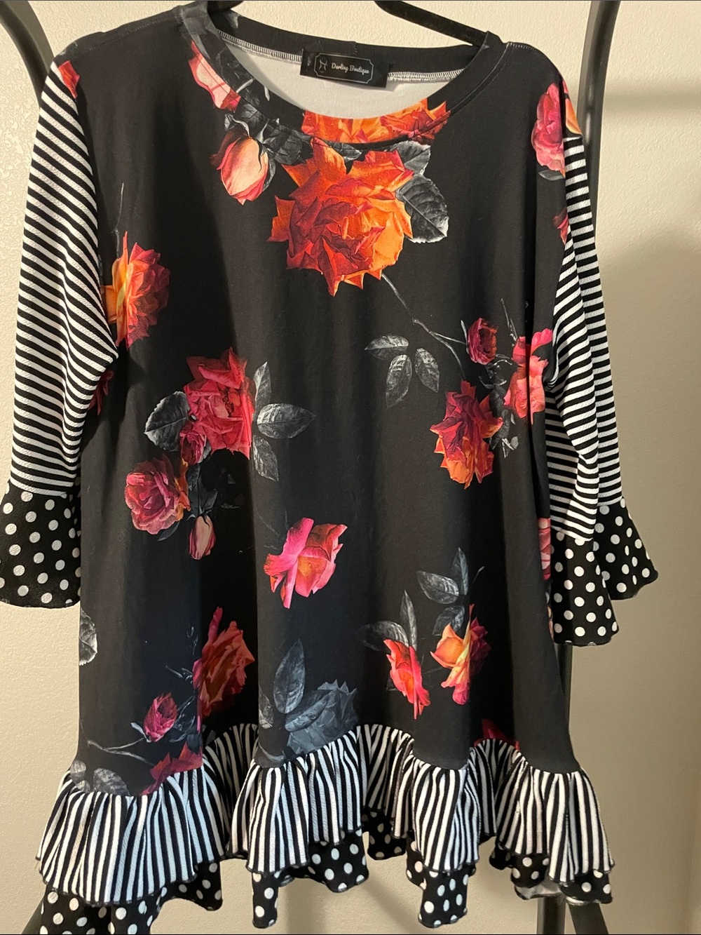 Black Floral & Stripe Tunic